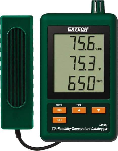 Extech - 32 to 122°F, 10 to 90% Humidity Range, Temp, CO2 Recorder - Eagle Tool & Supply