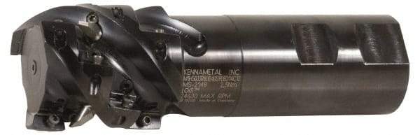 Kennametal - 32mm Cut Diam, 27.8mm Max Depth of Cut, 32mm Shank Diam, 111mm OAL, Indexable Square Shoulder Helical End Mill - EC14.., EP14.. Inserts, Weldon Shank, 0° Lead Angle, Through Coolant - Eagle Tool & Supply
