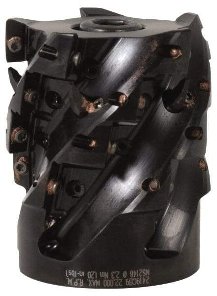 Kennametal - 20 Inserts, 63mm Cut Diam, 27mm Arbor Diam, 52.8mm Max Depth of Cut, Indexable Square-Shoulder Face Mill - 0/90° Lead Angle, 75mm High, EC14.., EP14.. Insert Compatibility, Through Coolant, Series Mill 1-14 - Eagle Tool & Supply