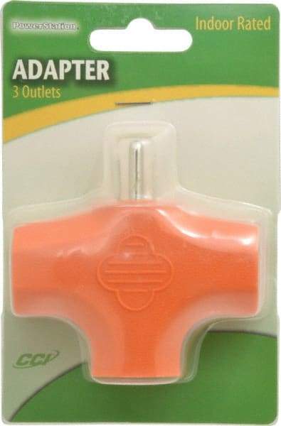 Southwire - 3 Outlets, 125 VAC, 15 Amp, Orange, Triple Tap Plug In Adapter - 5-15P, 5-15R NEMA Configuration, UL Listed - Eagle Tool & Supply