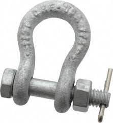 Made in USA - 1/4" Nominal Chain Size, 0.5 Ton Carbon Steel Bolt Anchor Shackle - 1/4" Diam, 5/16" Pin Diam, 1-1/8" High Inside Jaw, 3/4" Inside Width, 5/16" Max Body Thickness - Eagle Tool & Supply