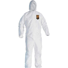 KleenGuard - Size L SMS General Purpose Coveralls - White, Zipper Closure, Elastic Cuffs, Elastic Ankles, Seamless - Eagle Tool & Supply