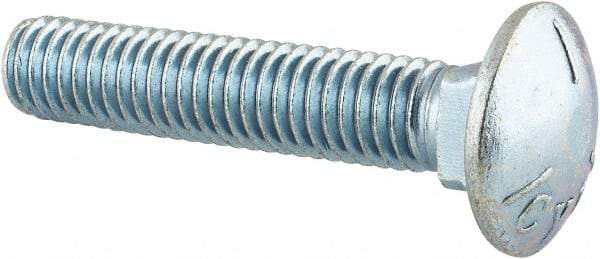Value Collection - 7/16-14 UNC 2-1/4" Length Under Head, Standard Square Neck, Carriage Bolt - Grade 5 Steel, Zinc-Plated Finish - Eagle Tool & Supply