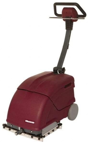 Minuteman - 14" Cleaning Width, Electric Floor Scrubber - 0.75 hp, 780 RPM, 45" Water Lift, 2.5 Gal Tank Capacity, Series P14 - Eagle Tool & Supply