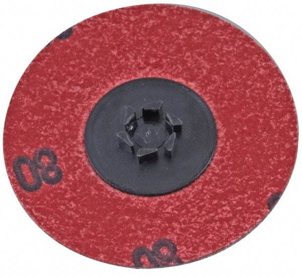 Standard Abrasives - 1-1/2" Disc Diam, 60 Grit, Aluminum Oxide Quick Change Disc - Type P Attaching System, Coated, Red, Medium Grade, 25,000 RPM - Eagle Tool & Supply