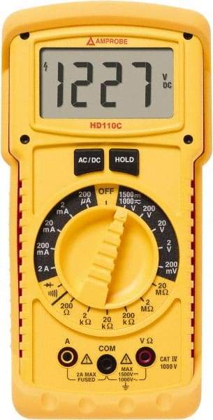 Amprobe - 2670779, CAT IV, 1,000 VAC/VDC, Digital Manual Ranging Multimeter - 20 mOhm, Measures Voltage, Current, Resistance - Eagle Tool & Supply