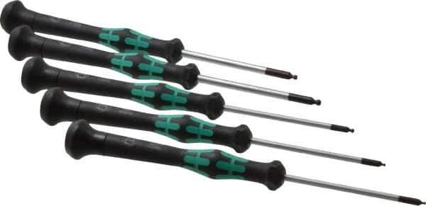 Wera - 5 Piece, 1.3 to 3mm Ball End Hex Driver Set - Comes in Display Box - Eagle Tool & Supply