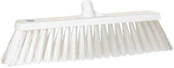 Vikan - 19" Heavy Duty Synthetic Push Broom - 4-25/64" Bristle Length, Plastic Block, European Threaded Handle Connection - Eagle Tool & Supply