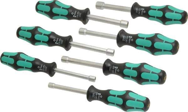 Wera - 7 Piece 3/16 to 1/2" Nutdriver Set - Hollow Shaft, Ergonomic Handle - Eagle Tool & Supply