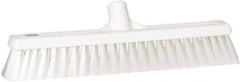 Vikan - 16" Fine Particle Synthetic Push Broom - 2" Bristle Length, Plastic Block, European Threaded Handle Connection - Eagle Tool & Supply