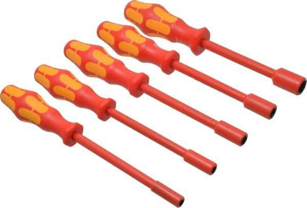 Wera - 5 Piece 7/32 to 1/2" Insulated Nutdriver Set - Solid Shaft, Ergonomic Handle - Eagle Tool & Supply