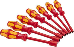 Wera - 7 Piece 3/16 to 1/2" Insulated Nutdriver Set - Solid Shaft, Ergonomic Handle - Eagle Tool & Supply