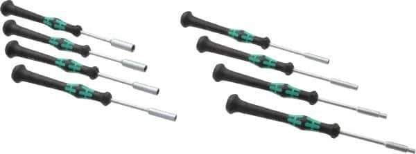 Wera - 8 Piece 2.5 to 6mm Electronic Nutdriver Set - Solid Shaft, Ergonomic Handle - Eagle Tool & Supply