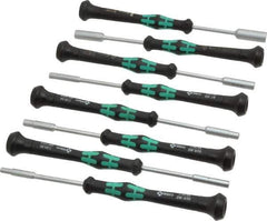 Wera - 8 Piece 3/32 to 1/4" Electronic Nutdriver Set - Solid Shaft, Ergonomic Handle - Eagle Tool & Supply