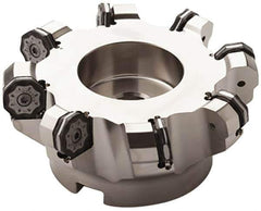 Seco - 3.15" Cut Diam, 1" Arbor Hole, 0.236" Max Depth of Cut, 40° Indexable Chamfer & Angle Face Mill - 9 Inserts, ON.U 09 Insert, Right Hand Cut, 9 Flutes, Series R220.48 - Eagle Tool & Supply