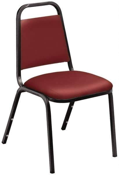 NPS - Vinyl Burgundy Stacking Chair - Black Frame, 17-1/4 Inch Wide x 20 Inch Deep x 33 Inch High - Eagle Tool & Supply