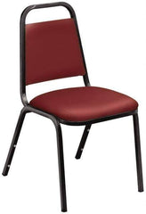 NPS - Vinyl Burgundy Stacking Chair - Black Frame, 17-1/4 Inch Wide x 20 Inch Deep x 33 Inch High - Eagle Tool & Supply