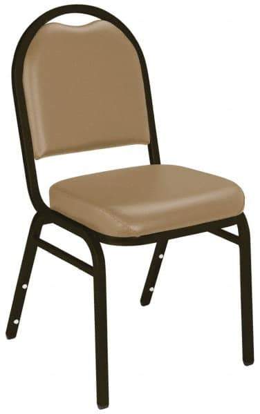 NPS - Vinyl Beige Stacking Chair - Mocha Frame, 17 Inch Wide x 21 Inch Deep x 34 Inch High - Eagle Tool & Supply