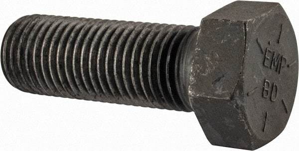 Value Collection - 1-3/4 - 5 UNC, 5" Length Under Head Hex Head Cap Screw - Partially Threaded, Grade 8 Alloy Steel, Uncoated, 2-5/8" Hex - Eagle Tool & Supply