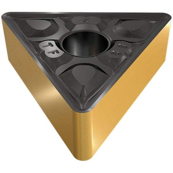Iscar - TNMG331 TF Grade IC8250 Carbide Turning Insert - TiCN/Al2O3/TiN Finish, 60° Triangle, 3/8" Inscr Circle, 3/16" Thick, 1/64" Corner Radius - Eagle Tool & Supply