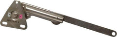 Sugatsune - 8-1/2" OAL x 7/8" Wide, 60 Lb/Inch Capacity, Adjustable Soft Down Stay - Right Side, 5mm Mounting Hole Diam, 100° Max Opening, Nickel Plated Steel & Zinc Alloy - Eagle Tool & Supply