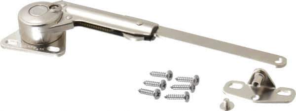 Sugatsune - 8-1/2" OAL x 7/8" Wide, 60 Lb/Inch Capacity, Adjustable Soft Down Stay - Left Side, 5mm Mounting Hole Diam, 100° Max Opening, Nickel Plated Steel & Zinc Alloy - Eagle Tool & Supply