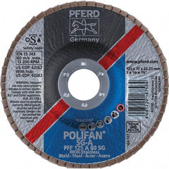PFERD - 80 Grit, 5" Disc Diam, 7/8" Center Hole, Type 27 Aluminum Oxide Flap Disc - 12,200 Max RPM, Fiberglass Backing, Arbor Attaching System, Coated - Eagle Tool & Supply