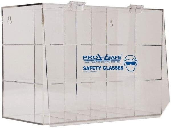 PRO-SAFE - 12 Pair Cabinet with Individual Compartments, Acrylic Safety Goggles Dispenser - 17 Inch Wide x 11-7/8 Inch High x 7-5/8 Inch Deep, Table and Wall Mount - Eagle Tool & Supply