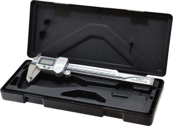 Mitutoyo - 0 to 150mm Range, 0.01mm Resolution, IP67 Electronic Caliper - 40mm Carbide-Tipped Jaws, 0.02mm Accuracy, SPC Output - Eagle Tool & Supply