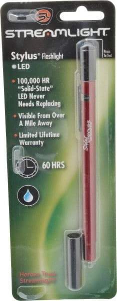Streamlight - White LED Bulb, Mini Flashlight - Red Aluminum Body, 3 AAAA Alkaline Batteries Included - Eagle Tool & Supply