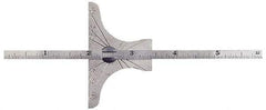 General - 0 to 6 Inch Rule Measurement Range, 30 to 60° Angle Measurement Range, Hardened Steel (Base); Stainless Steel (Rule) Depth and Angle Gage - 60° Angle Graduation, 2-1/2 Inch Long Base, 1/4 Inch Wide Rule, 1/64; 1/32 Inch Rule Graduation - Eagle Tool & Supply