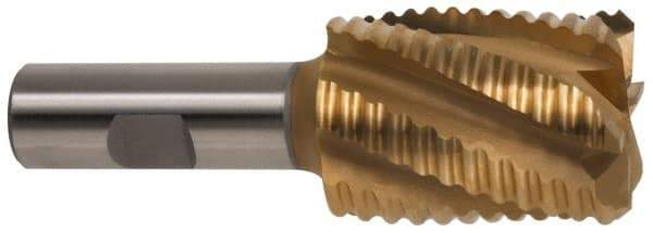 Hertel - 2" Diam, Coarse Pitch, 4" LOC, 8 Flute Cobalt Roughing Square End Mill - TiN Finish, 7-3/4" OAL, 2" Shank Diam, Single End, 30° Helix - Eagle Tool & Supply