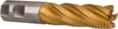 Hertel - 1" Diam, Coarse Pitch, 3" LOC, 5 Flute Cobalt Roughing Square End Mill - TiN Finish, 5-1/2" OAL, 1" Shank Diam, Single End, 30° Helix - Eagle Tool & Supply
