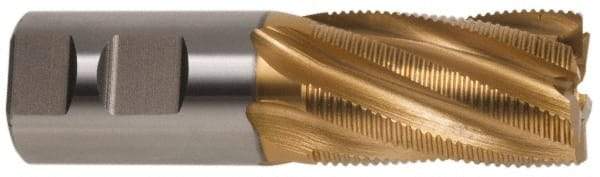 Hertel - 2" Diam, Fine Pitch, 4" LOC, 8 Flute Cobalt Roughing Square End Mill - TiN Finish, 7-3/4" OAL, 2" Shank Diam, Single End, 30° Helix - Eagle Tool & Supply