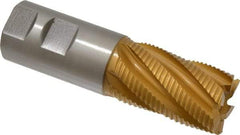 Hertel - 1-1/4" Diam, Fine Pitch, 2" LOC, 6 Flute Cobalt Roughing Square End Mill - TiN Finish, 4-1/2" OAL, 1-1/4" Shank Diam, Single End, 30° Helix - Eagle Tool & Supply