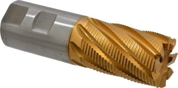 Hertel - 2" Diam, Fine Pitch, 3" LOC, 8 Flute Cobalt Roughing Square End Mill - TiN Finish, 6-3/4" OAL, 2" Shank Diam, Single End, 30° Helix - Eagle Tool & Supply