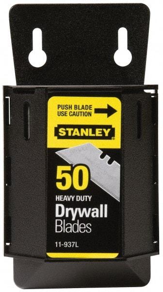 Stanley - 50 Piece Carbon Steel Drywall Utility Blade - 59mm OAL, 0.024" Blade Thickness - Eagle Tool & Supply