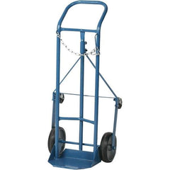 Wesco Industrial Products - 250 Lb Capacity 41-3/4" OAH Tilting Cylinder Hand Truck - Continuous Handle, Steel, Mold-On Rubber Wheels - Eagle Tool & Supply