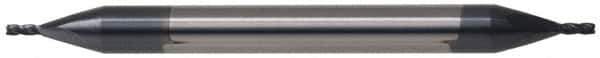 Hertel - 7/16", 7/8" LOC, 1/2" Shank Diam, 4" OAL, 4 Flute, Solid Carbide Square End Mill - Double End, TiN Finish, 30° Helix, Centercutting, Right Hand Cut - Eagle Tool & Supply