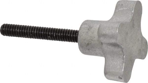 Gibraltar - 1/4-20 Lobed Shoulder Flat Tip Grade C-12L14 Steel Thumb Screw - 2-5/8" OAL, 1-1/2" Head Diam x 7/8" Head Height, Black Oxide Finish - Eagle Tool & Supply