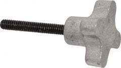 Gibraltar - 1/4-20 Lobed Shoulder Flat Tip Grade C-12L14 Steel Thumb Screw - 2-5/8" OAL, 1-1/2" Head Diam x 7/8" Head Height, Black Oxide Finish - Eagle Tool & Supply