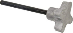 Gibraltar - 1/4-20 Lobed Shoulder Flat Tip Grade C-12L14 Steel Thumb Screw - 3-7/8" OAL, 1-1/2" Head Diam x 7/8" Head Height, Black Oxide Finish - Eagle Tool & Supply