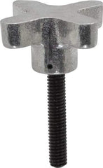 Gibraltar - 5/16-18 Lobed Shoulder Flat Tip Grade C-12L14 Steel Thumb Screw - 2-5/8" OAL, 2" Head Diam x 1" Head Height, Black Oxide Finish - Eagle Tool & Supply