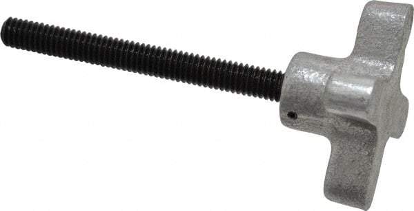 Gibraltar - 5/16-18 Lobed Shoulder Flat Tip Grade C-12L14 Steel Thumb Screw - 3-7/8" OAL, 2" Head Diam x 1" Head Height, Black Oxide Finish - Eagle Tool & Supply