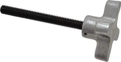 Gibraltar - 5/16-18 Lobed Shoulder Flat Tip Grade C-12L14 Steel Thumb Screw - 3-7/8" OAL, 2" Head Diam x 1" Head Height, Black Oxide Finish - Eagle Tool & Supply