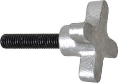 Gibraltar - 3/8-16 Lobed Shoulder Flat Tip Grade C-12L14 Steel Thumb Screw - 2-5/8" OAL, 2" Head Diam x 1" Head Height, Black Oxide Finish - Eagle Tool & Supply