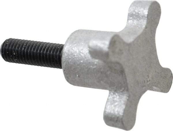 Gibraltar - 1/2-13 Lobed Shoulder Flat Tip Grade C-12L14 Steel Thumb Screw - 3-1/4" OAL, 2-1/2" Head Diam x 1-1/2" Head Height, Black Oxide Finish - Eagle Tool & Supply