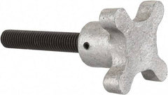 Gibraltar - 1/2-13 Lobed Shoulder Flat Tip Grade C-12L14 Steel Thumb Screw - 4-1/2" OAL, 2-1/2" Head Diam x 1-1/2" Head Height, Black Oxide Finish - Eagle Tool & Supply