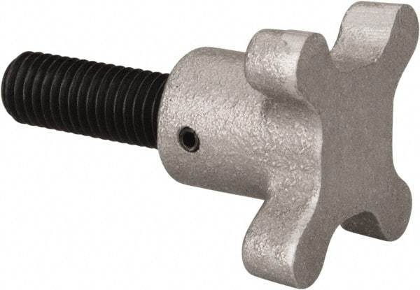 Gibraltar - 5/8-11 Lobed Shoulder Flat Tip Grade C-12L14 Steel Thumb Screw - 3-1/4" OAL, 2-1/2" Head Diam x 1-1/2" Head Height, Black Oxide Finish - Eagle Tool & Supply