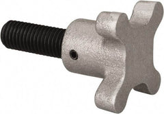 Gibraltar - 5/8-11 Lobed Shoulder Flat Tip Grade C-12L14 Steel Thumb Screw - 3-1/4" OAL, 2-1/2" Head Diam x 1-1/2" Head Height, Black Oxide Finish - Eagle Tool & Supply
